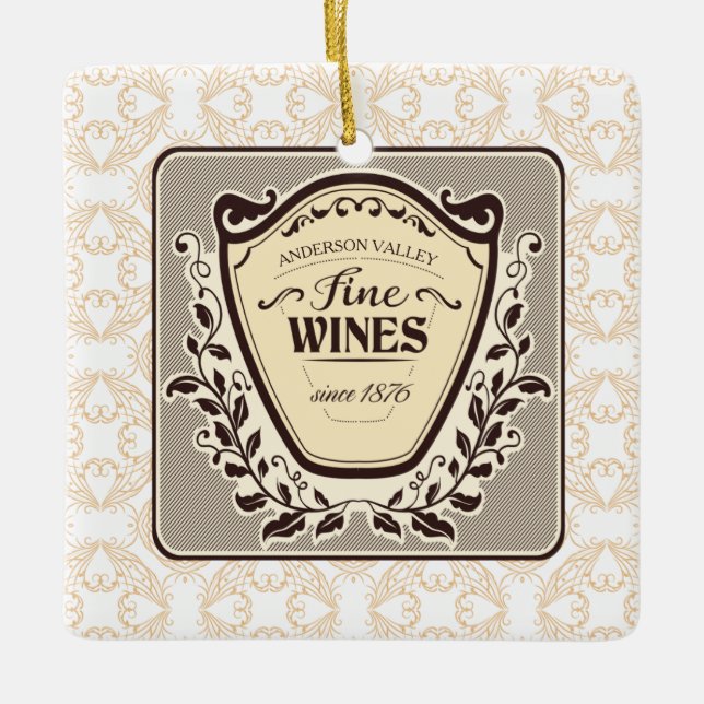 Maßgeschneiderter Weinberg Feinster Wein Weihnacht Keramikornament (Vorderseite)