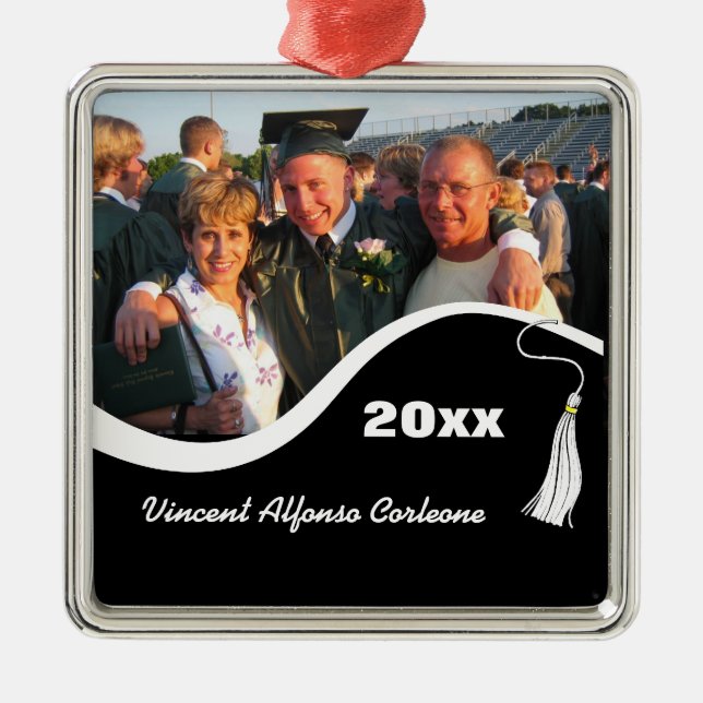 Maßgeschneiderter White Tassel Abschluss Ornament (Vorne)
