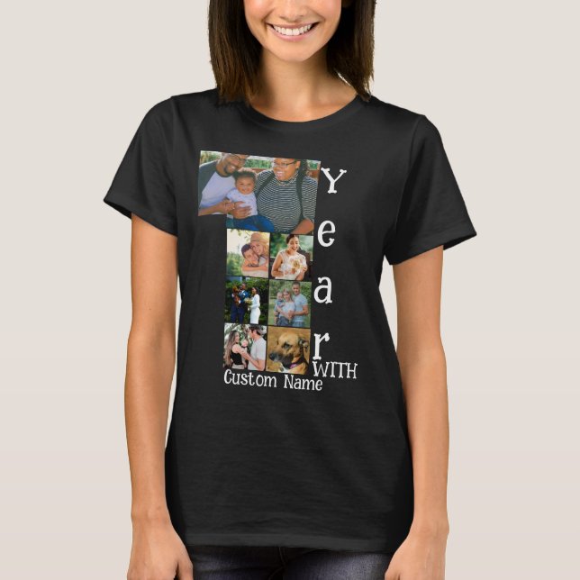 Maßgeschneidertes 1. Hochzeitstag 7 Foto Collage T-Shirt (Vorderseite)