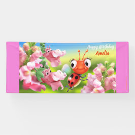 Maßgeschneidertes 6' x 2.5' Ladybug Birthday Vinyl Banner