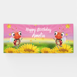 Maßgeschneidertes 6' x 2.5' Ladybug Birthday Vinyl Banner