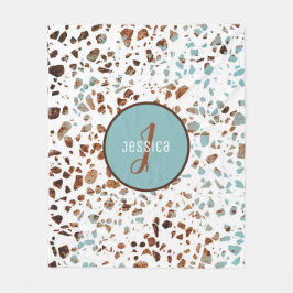 Maßgeschneidertes Abstraktes Terrazzo Braun & Blau Fleecedecke