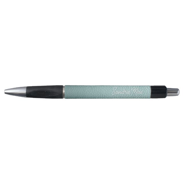 Maßgeschneidertes Aqua Seafoam Green Leather Muste Kugelschreiber (Vorderseite)