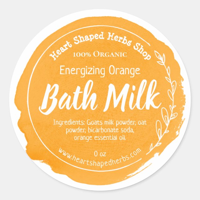 Maßgeschneidertes Bad Milch Label Handmade Busines Runder Aufkleber (Vorderseite)