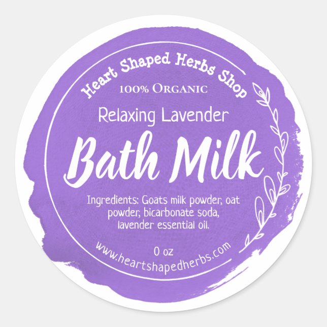 Maßgeschneidertes Bad Milch Label Handmade Busines Runder Aufkleber (Vorderseite)