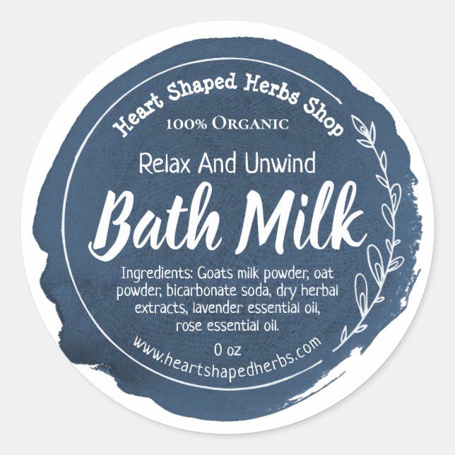 Maßgeschneidertes Bad Milch Label Handmade Busines Runder Aufkleber (Vorderseite)