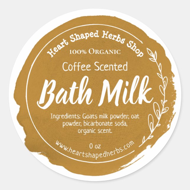 Maßgeschneidertes Bad Milch Label Handmade Busines Runder Aufkleber (Vorderseite)