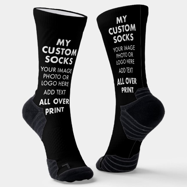 Maßgeschneidertes BLACK über Print Herren Sportsoc Socken (Gewinkelt)