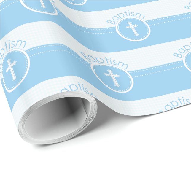 Maßgeschneidertes, blaues Kind Gottes Taufe Geschenkpapier (Rolleneckpunkt)