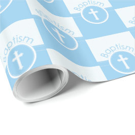 Maßgeschneidertes, blaues Kind Gottes Taufe Geschenkpapier