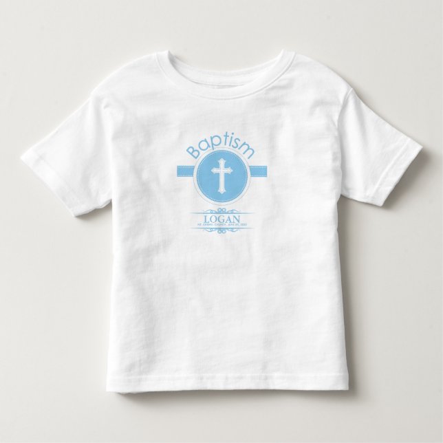 Maßgeschneidertes, blaues Kind Gottes Taufe Kleinkind T-shirt (Vorderseite)