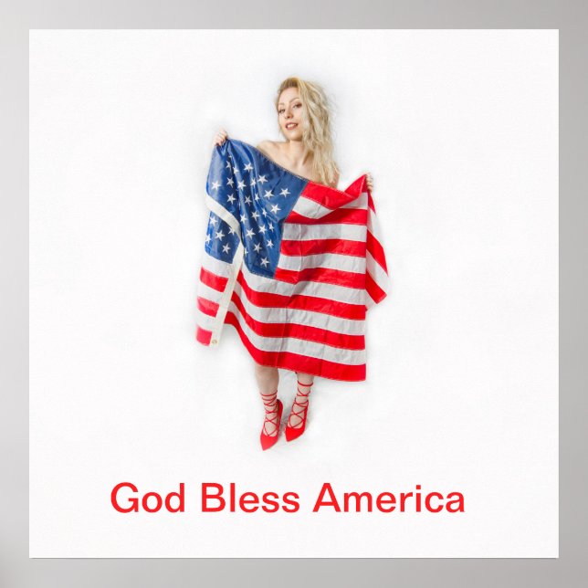 Maßgeschneidertes "Bless America Flag Girl" Poster (Vorne)