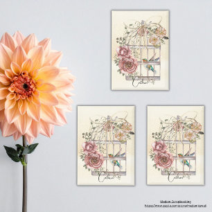Maßgeschneidertes Blume Birdcage Beige Kraftpapier Magnet