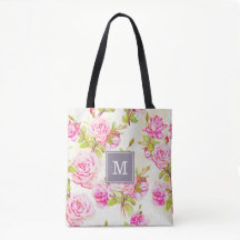 Maßgeschneidertes Blumenmuster Alte Rose Monogramm