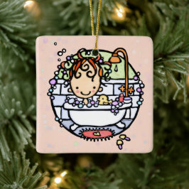 Maßgeschneidertes Bubbly Bath Time Niedlich Girl i Keramikornament