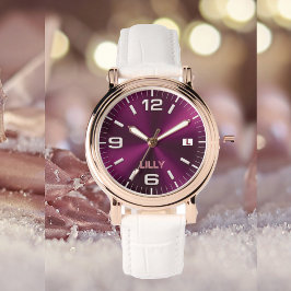 Maßgeschneidertes Chic Monogram Girly Hot Pink Met Armbanduhr