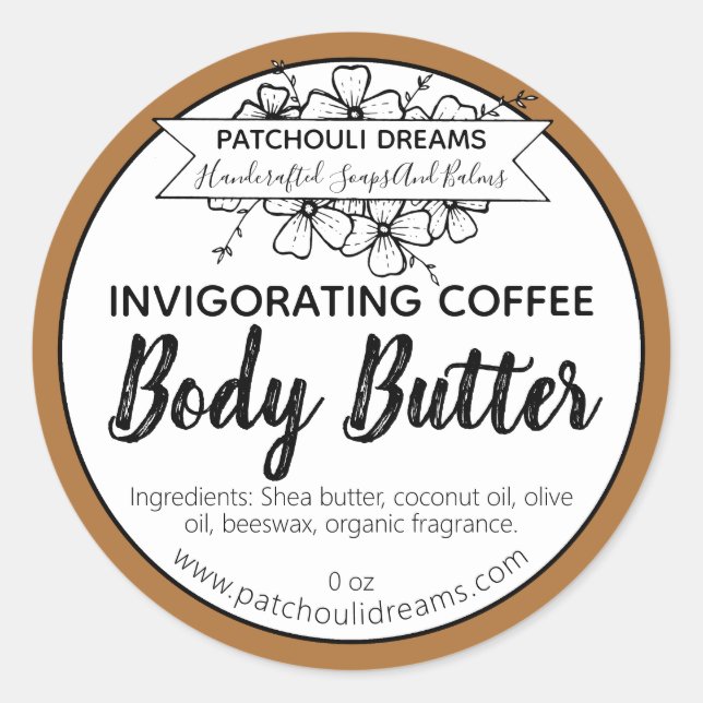 Maßgeschneidertes Coffee Body Butter Etikett handg Runder Aufkleber (Vorderseite)