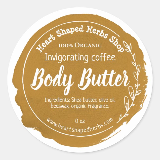 Maßgeschneidertes Coffee Body Butter Etikett handg Runder Aufkleber (Vorderseite)