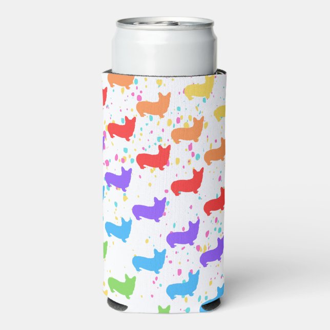 Maßgeschneidertes Corgi, Mit Monogramm Gastgeschen Selters Dosenkühler (Seltzer Rückseite)