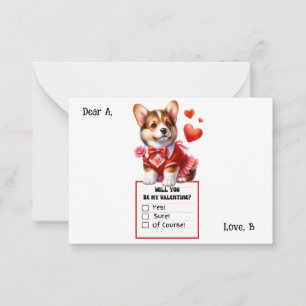 Maßgeschneidertes Corgi Puppy Valentine Mitteilungskarte