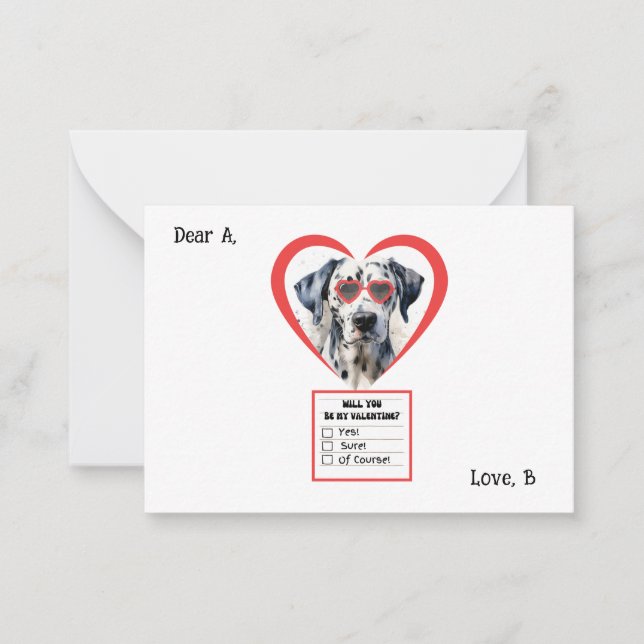 Maßgeschneidertes Dalmatiner-HundValentine Mitteilungskarte (Vorderseite)