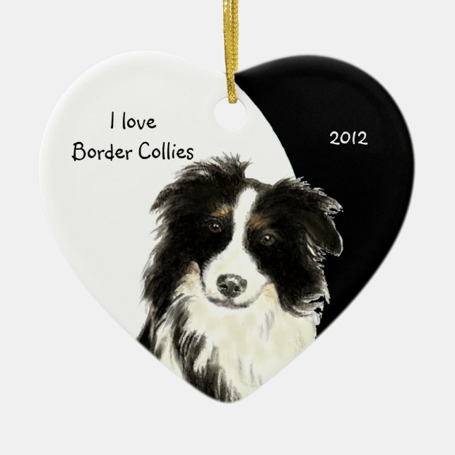 Maßgeschneidertes Datum I Liebe Grenz Colliese Hun Keramik Ornament (Vorne)