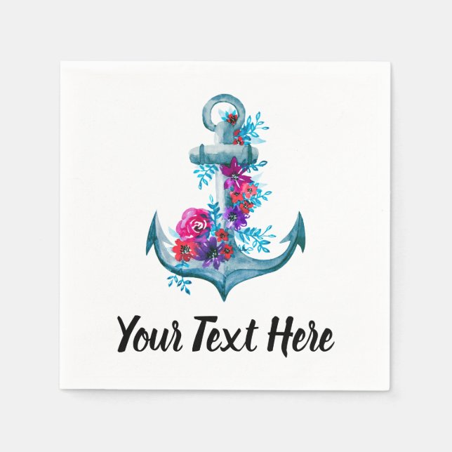 Maßgeschneidertes Design des Aquarellfarben-Ankerf Serviette (Vorderseite)