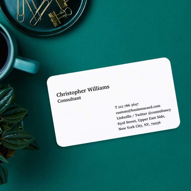 Maßgeschneidertes, einfaches Berufliches Minimalis Visitenkarte (Custom Modern Simple Professional White Minimalist Business Card)