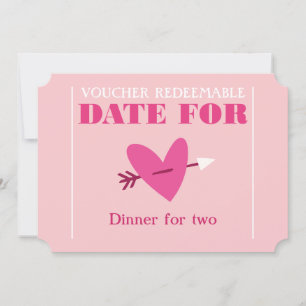 Maßgeschneidertes elegantes "Date Coupon" Valentin Feiertagskarte