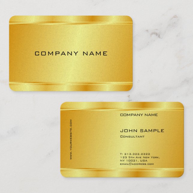 Maßgeschneidertes, elegantes Gold Look Glamour Lux Visitenkarte (Vorne/Hinten)
