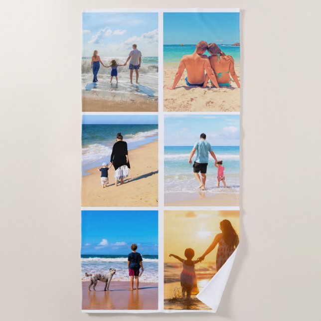Maßgeschneidertes Foto Collage Strandtuch mit Ihre (Vorderseite)
