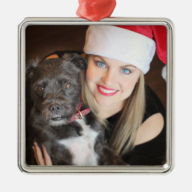 Maßgeschneidertes Foto für mich und Hunde Ornament Aus Metall (Vorne)