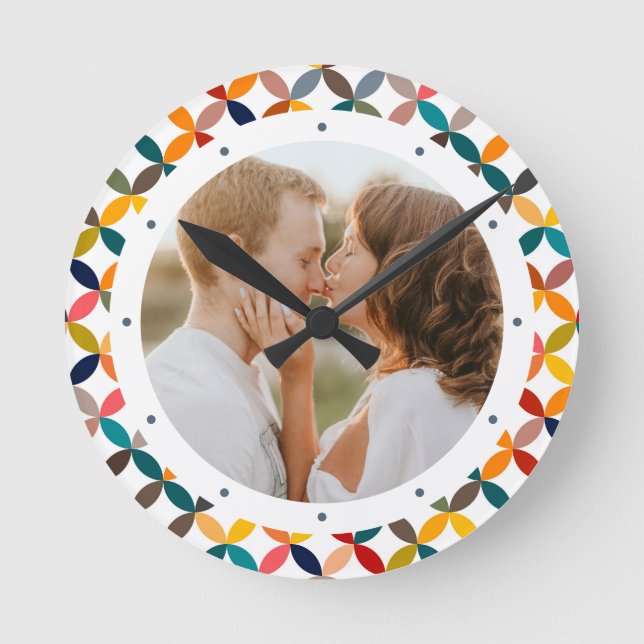 Maßgeschneidertes Foto Modernes, Personalisiertes  Runde Wanduhr (Vorderseite)