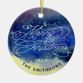 Maßgeschneidertes Foto Niedlich Navy Blue Frohe We Keramik Ornament