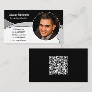 Maßgeschneidertes Foto und QR-Code für Schwarz, Gr Visitenkarte