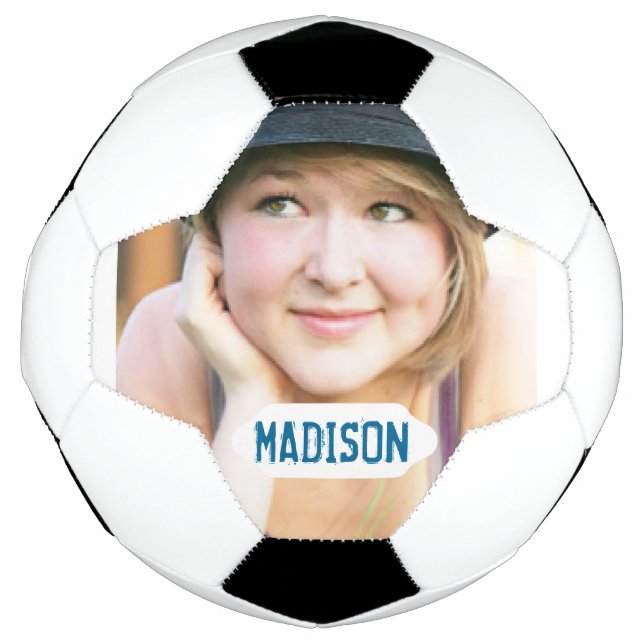 Maßgeschneidertes Foto und weiße Namensschild Fußball (Vorderseite)
