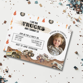 Maßgeschneidertes Funny Foto Monster Truck Geburts Einladung