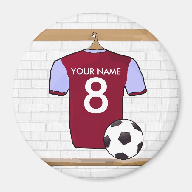 Maßgeschneidertes Fußball-Shirt (Klartext und blau Magnet (Vorne)