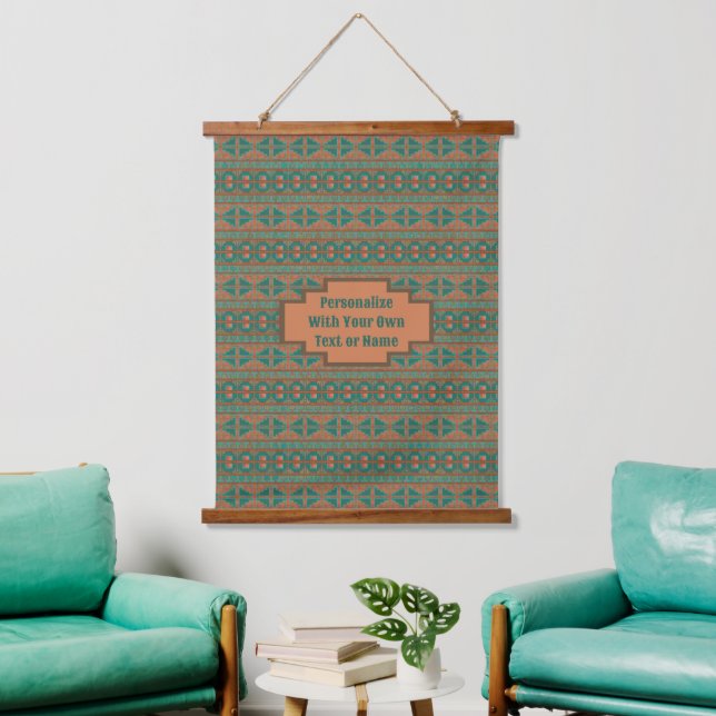 Maßgeschneidertes geometrisches Design für den Süd Wandteppich Mit Holzrahmen (Wohnzimmer)