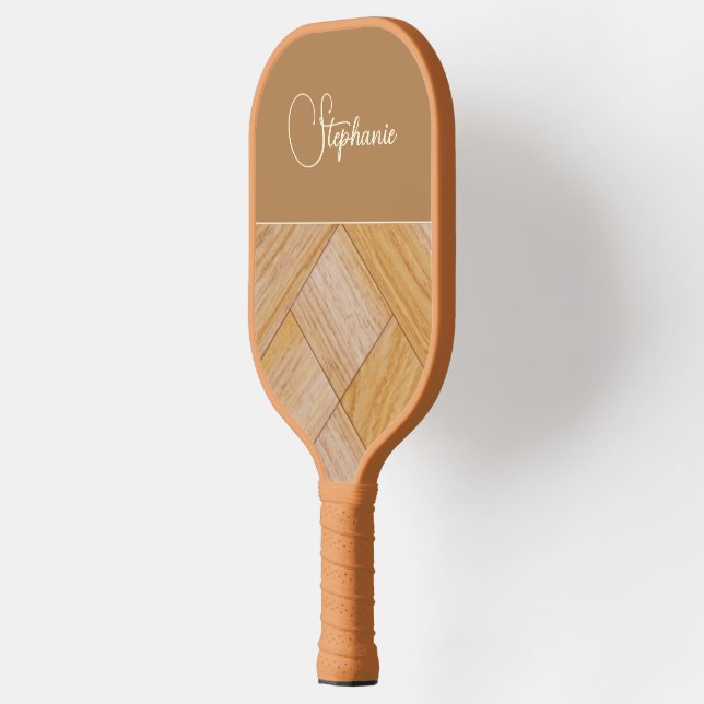 Maßgeschneidertes geometrisches Muster Brown Tan G Pickleball Schläger (Links)