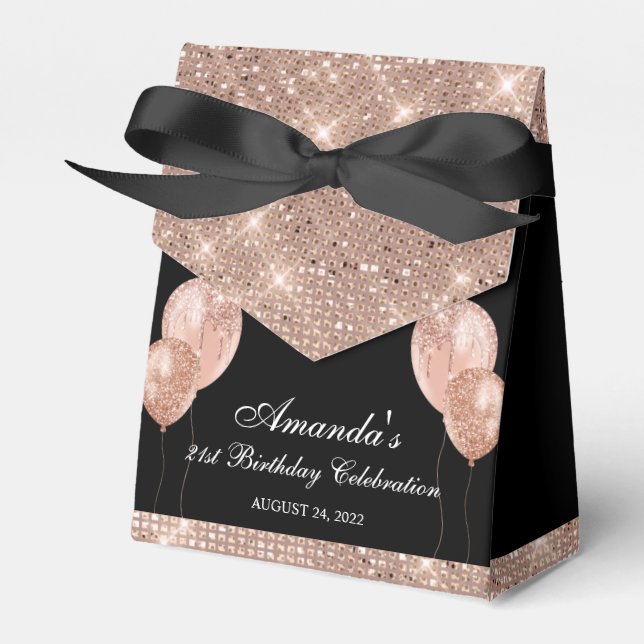 Maßgeschneidertes Glam Black and Rose Gold Geschenkschachtel (Vorderseite)