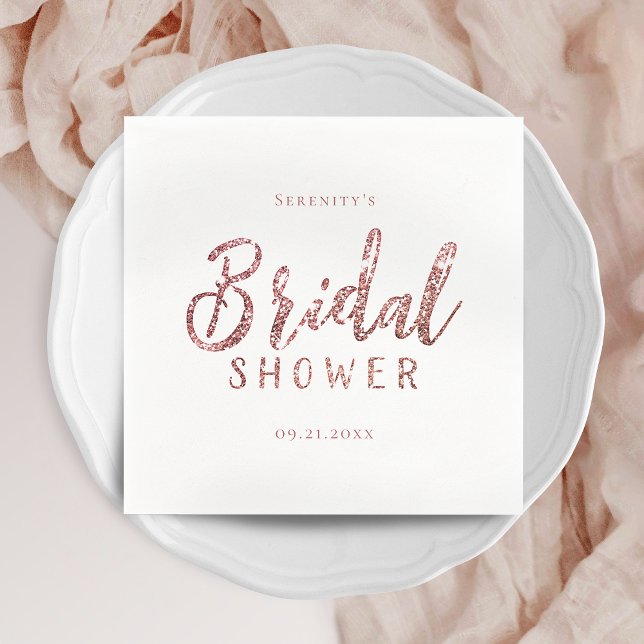 Maßgeschneidertes Glitzer-Brautparty der Rose Serviette (Customized sparkle rose gold glitter bridal shower napkins)
