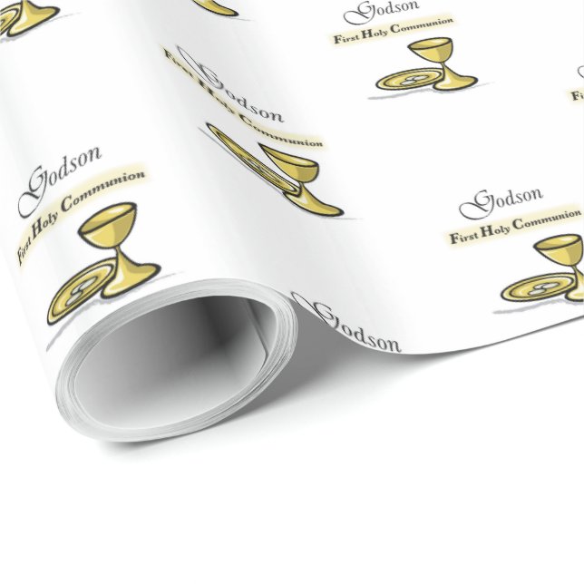 Maßgeschneidertes, Godson First Communion Chalice Geschenkpapier (Rolleneckpunkt)