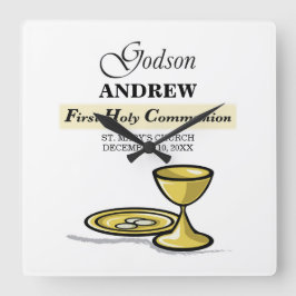 Maßgeschneidertes, Godson First Communion Chalice Quadratische Wanduhr