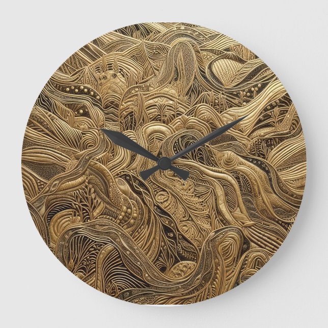 Maßgeschneidertes Gold Abstraktes Design Große Wanduhr (Vorderseite)