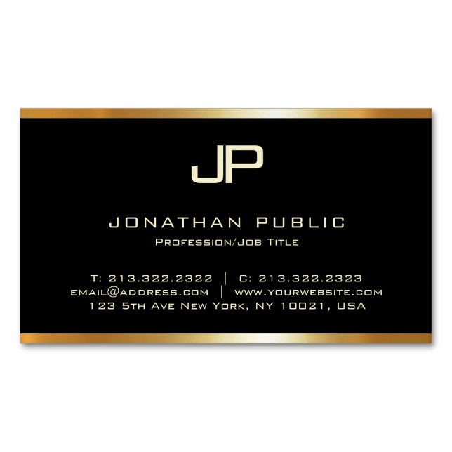 Maßgeschneidertes Gold Monogram Modern Template Lu Magnetische Visitenkarte (Vorderseite)