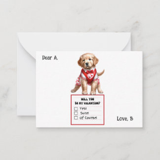 Maßgeschneidertes Golden Retriever Puppy Valentine Mitteilungskarte