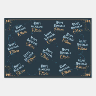 Maßgeschneidertes Happy Hanukkah Wrapping Paper Ge Geschenkpapier Set
