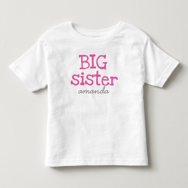 Maßgeschneidertes Hinzufügen eines rosa Text Großb Kleinkind T-shirt (Vorderseite)