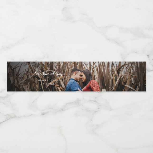 Maßgeschneidertes Hochzeitstag Foto Wasserflasche (Einzelnes Label)